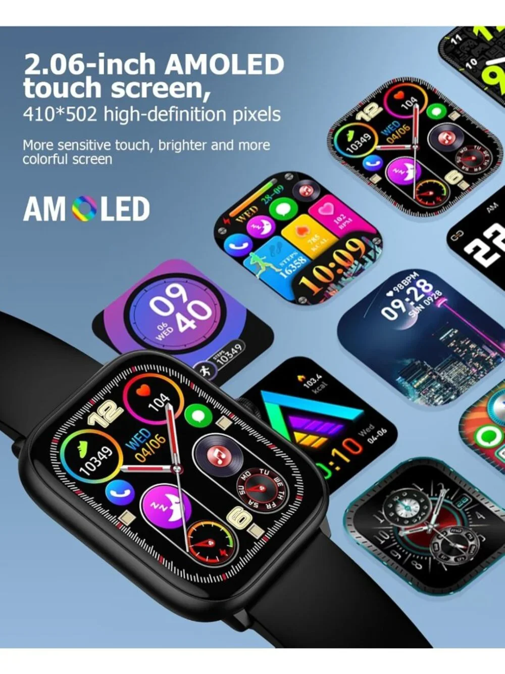 Stylish Black Smart Watch, Bluetooth Call, Fitness Tracker, 118 Sports Modes